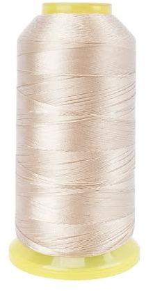FOGAWA Filo da cucito in nylon doppiato, 1300 m, colore beige, 210D/3, filo di poliestere resistente, per tappezzeria, per esterni, pelle, jeans, tela, teloni, tende, perline