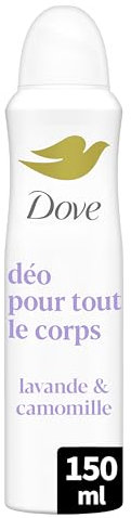 Dove - Déodorant pour Tout le Corps - Spray - Lavande & Camomille - Anti Odeurs et Traces Blanches 72h - Conçu pour les Peaux Sensibles - 150ml