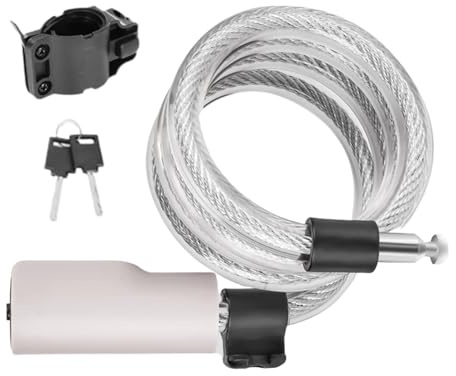 Lucchetto a cavo, resistente antifurto, lunga catena di sicurezza con, di montaggio resistente e per bici per uomini, donne, esterni, 120 cm, colore bianco