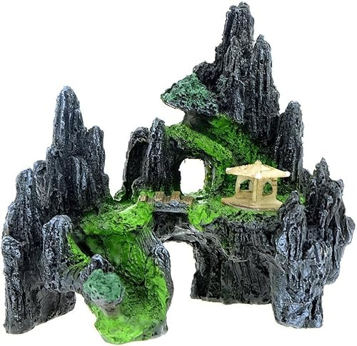 Uotyle Mountain View Aquarium Ornament Tree House Cave Bridge Fish Tank Decoration
