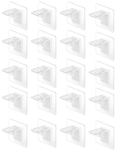20 Pack Shelf Support Pegs, Clear Plastic Shelf Supports for Kitchen Cupboards, Wardrobes, Bookshelves, 7x7 cm, Strong Brackets for Shelves