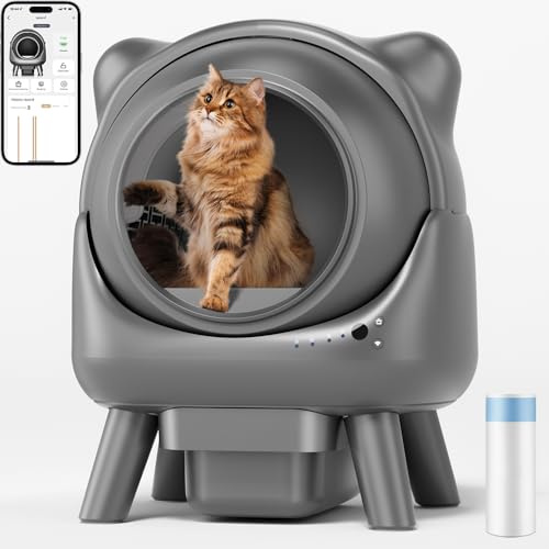 Cura X1 Arenero Gatos Autolimpiable, 80+8L Arenero Autolimpiable, Sensores de Seguridad, Eliminación de Olores, Control App, Gran Capacidad, Arenero Automático Gatos para Múltiples Mascotas