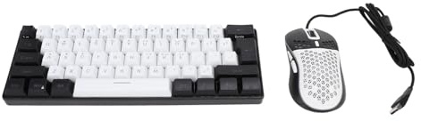 BONKZEBU Mekanisk Känsla RGB Trådanslutet Speltangentbordsmusset, Bärbart Flerfärgat Bakgrundsbelyst Tangentbord för XP/Win7/Win10, Ergonomisk Design, ABS-material (Vit Center Svart Ram)