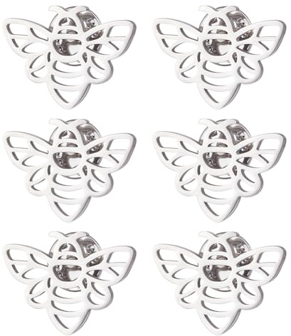 SUPERFINDINGS 6 spille a forma di ape, in acciaio inox 304, in acciaio inox 304, spille da bavero a tema insetti, per bomboniere, regali, cappelli, borse, abiti, cravatte, camicie, sciarpe