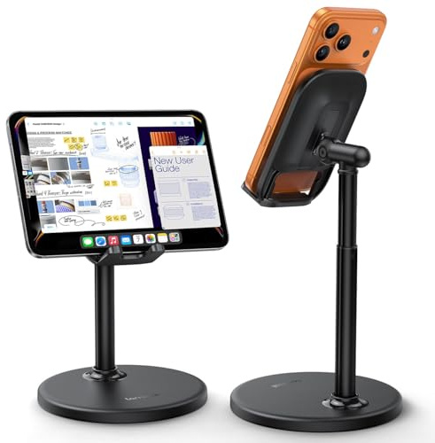 Lamicall Supporto Telefono Scrivania Regolabile - [Altezza & Angolo Regolabili] Porta Cellulare da Tavolo con Base Metallica Stabile, Supporto Universale per iPhone/Android e 4-10 Smartphone & Tablet