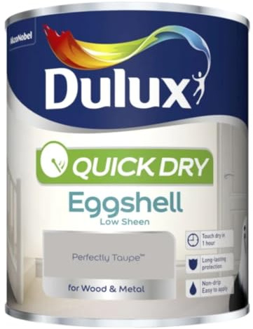 DRW Perfectly Taupe Quick Drying Eggshell Paint 750ml | Interior Wood and Metal Paint | Durable Low Sheen Finish | Fast Drying Trim Paint for Doors Skirting Boards and Furniture
