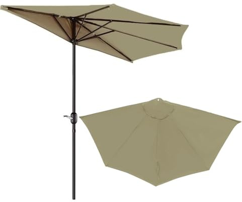 SMELEDFCFK Copertura di Ricambio per Ombrellone da Parete Mezzaluna Telo di Ricambio per Ombrellone da Giardino 2.7m 3.0m Tettuccio Superiore per Ombrello 5 Stecche(Light Brown,300cm/10ft)
