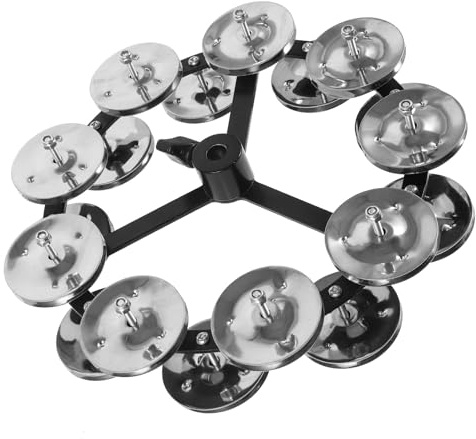 VOSAREA Pandereta Diseño Estilizado de Platillos Doble Aleación de Aluminio y Abs para Mejorar Ritmo y Tonalidad en Diversos Géneros Musicales y Presentaciones