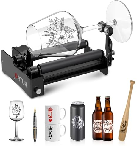 Ortur Laser Rotary Roller YRR 3.0, Pre-Assembled 360° Y-axis Rotary for Cylinder Engraving, Adjustable Diameters from 1mm-41mm, Max Length of Engraved Object to 600mm