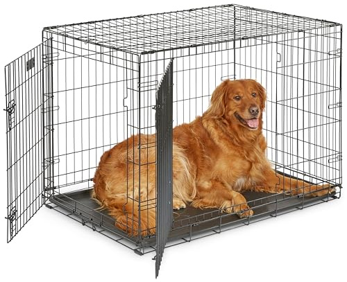 MidWest Homes for Pets 42-Inch iCrate for Large Breeds, 71-90 lbs, Double Door Folding Dog Crate with Divider Panel, Leak-Proof Tray & Secure Latches, Portable, Durable & Easy to Assemble