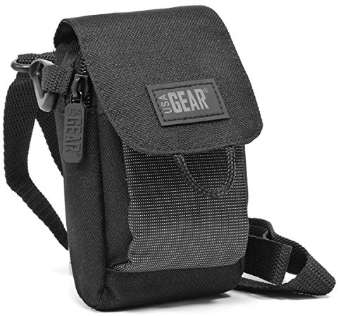USA Gear Bolsa Compacta para Cámara con Correa para el Hombro, Presilla para Cinturón, Protección Duradera de Nylon - Estuche para Cámara Compatible con Canon Powershot, Nikon Coolpix, GoPro y más