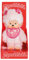 Sekiguchi 767020 - Original Monchhichi Mädchen Kirschblüte, Plüschfigur mit Lätzchen und Zöpfen mit Blumen, ca. 20 cm großes Kuscheltier aus rosa Plüsch