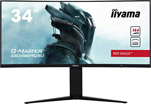 iiyama G-Master Red Eagle GB3466WQSU-B1 Curved 86,5cm 34“ VA LED Gaming Monitor UWQHD HDMI DP USB3.0 144Hz 1ms FreeSync Premium Pro Höhenverstellung schwarz