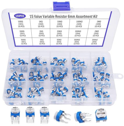Taiss/15 Wert Einstellbarer variabler widerstand 100 Ohm-2 M Ohm 6mm Potentiometer Kit Sortiment Box Kit für die Computerindustrie DWJ-120P