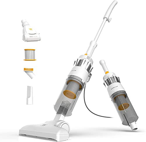 Newlux - Aspirador Escoba con Cable 2en1 V900, Vertical y de Mano, 800W, Depósito 2L, 16.5 Kpa y Triple Sist. Filtrado (F.HEPA) | Accesorio Mascotas | Eficiencia Energética A (Blanco)