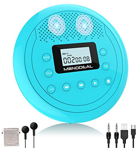 NEU 2025 Tragbarer CD Player mit Lautsprecher und Kopfhörer - Wiederaufladbar Discman für Auto und Kinder, Anti-Skip Klein für Hörbücher und Musikhören