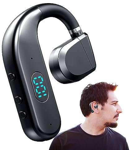 Auricolare senza fili con microfono | Sport senza fili a orecchio aperto,Cuffie con display a LED, 5,3 ore di lettura, cuffie sportive a mani libere con suono HiFi per il