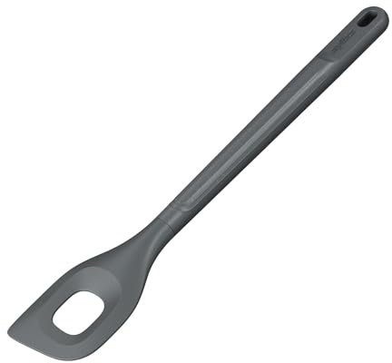 Zyliss Cucchiaio angolato, in paglia di grano sostenibile/nylon, cucchiaio angolato per raggiungere gli angoli di padelle/pentole, grigio Beluga, 29,5 cm x 5,5 cm, lavabile in lavastoviglie