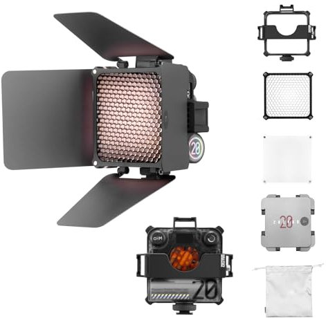 ZHIYUN FIVERAY M20 Combo LED-Fotobeleuchtung, 20 W, verstellbar 2700 K–6500 K, mit magnetischem Scheunentor-Diffusor, CRI 95+, TLCI 97+