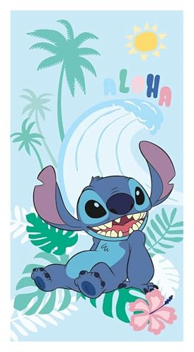 Theonoi Asciugamano da bagno per bambini, telo da doccia, per ragazze e ragazzi, 100% cotone, 70 x 140 cm (Stitch Aloha)