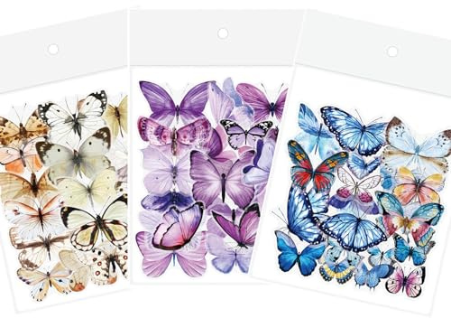 JIEYUCHU 120 Pcs Pegatinas de Mariposa, Autoadhesivas Stickers, Pegatinas Transparentes Scrapbooking, Decoración de Mariposas para Scrapbooking, Álbumes, Diarios, Manualidades