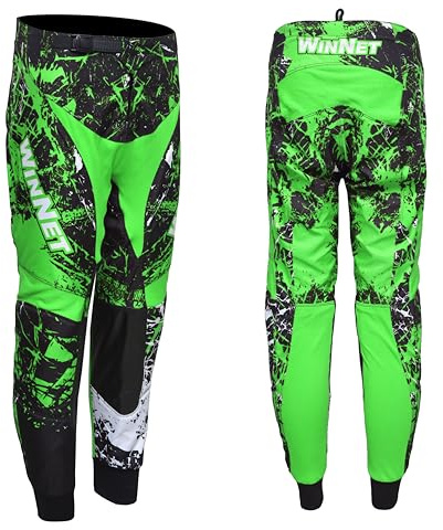 WinNet Pantaloni Bimbo Bambino Moto Cross Fuori Strada Enduro 4 6 8 10 12 Anni Mini Quad Motocross Calzoni Fuoristrada MX (IT, età, 12 Anni, Regular, Verde)