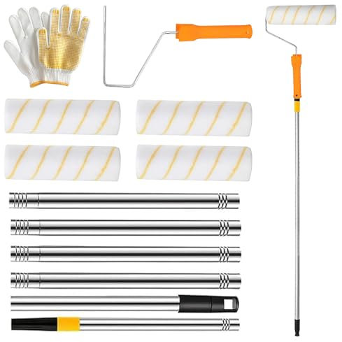 Lotvic Farbroller mit Teleskopstange, Farbroller Wandfarbe mit 4 Farbwalze, Teleskopstange Malerrolle 30-180cm, Malerset für Wandfarbe, für Malerei und Renovierung von Haushaltsprojekt