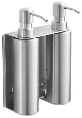 CJHFR472SG Distributeur de Liquide Distributeur de Savon Mural en Acier Inoxydable Distributeur de Lotion de Salle de Bain à Presser Installation sans Trou Rond Porte Savon Liquide(Silver)