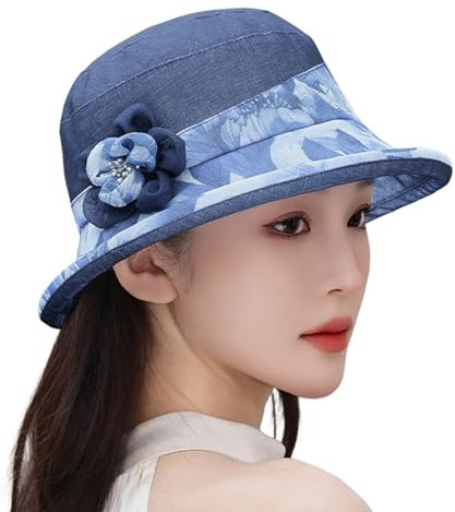 Generisch Baskenmütze Creme Damenhut Braut Hochzeit Kirche Teeparty Breite Krempe Sommer Sonnenhut Damen Outdoor Elegant Temperament Sonnenhut Hut Winter Damen (Navy, M)