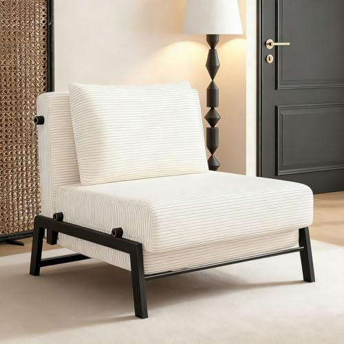 AMZSEW Single Chair Bed, Convertible Beds Folding Sofa Bed Padded Seat Lounge Couch Guest Sleeper Recliner Armchair for Living Room, Spare Room, Bedroom,Single