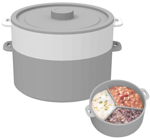Nhujevkom Cuiseur Vapeur Pour Légumes Ondes, Silicone Double Couche Multifonctionnel, Bol Cuit-Vapeur pour Légumes -Ondes, Pour Nourriture Bébé Préparation Repas Cuisine Maison Restaurant