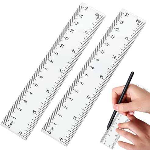 2 Pack 6 Inch Ruler, Shatter-Resistant Small Ruler, Durable 15cm Rulers Measuring Tool Suitable for Students, School, Office Use