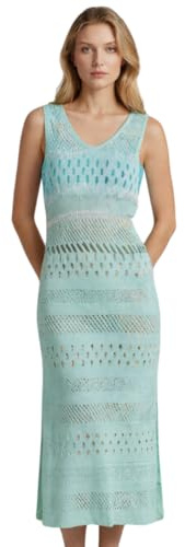 Beauty Women Abito Mare Donna in Maglia Traforata, Copricostume Lungo Senza Maniche con Scollo a V, Vestito Crochet Leggero da Spiaggia e Primavera