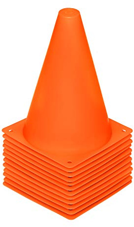 REEHUT 7.5 Inch Plastic Sport Training Traffic Cone (Set of 12, Orange)