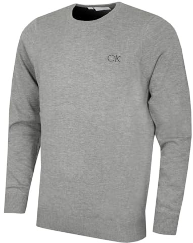 Calvin Klein Hombre Cuello Redondo Tour Comfort Golf Suéter - Gris Marl - M