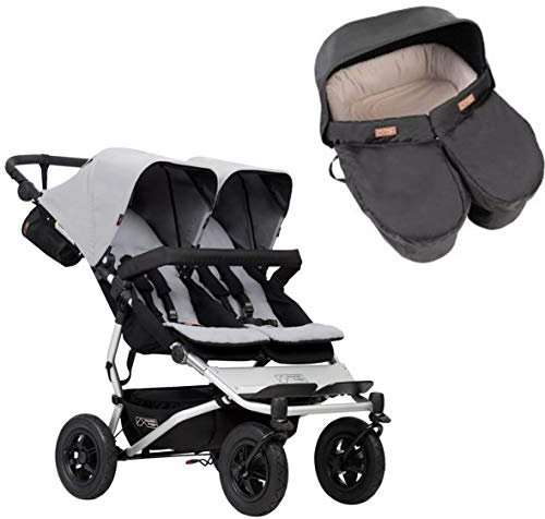Mountain Buggy Duet silber + Zwillingsbabywanne schwarz