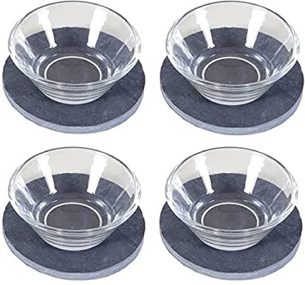 Set de 4 Tabla PIZARRA con vaso para aperitivo de cristal - cuenco para pasapalos