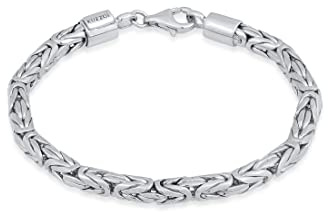 Kuzzoi Pulsera de plata de ley 925 hecha a mano para hombre, pulsera de cadena real (5 mm) de Buda de plata de ley 925, pulsera real maciza para hombre