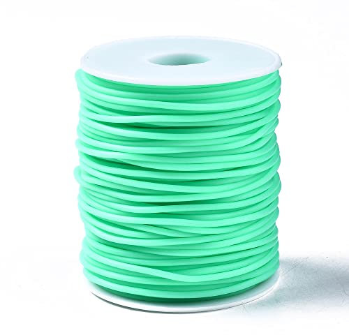 Craftdady Tubo hueco de 25 m, cordón de goma de PVC, cuerda de tubo de goma envuelto alrededor para alambre de memoria, collar, pulsera, tejido, aguamarina