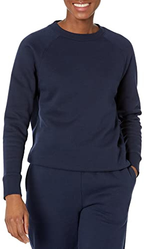 Amazon Essentials Women's Relaxed-Fit Crewneck Pullover Long-Sleeve Sweatshirt (Available in Plus Size), Navy, Medium