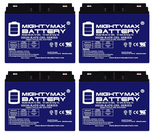 Mighty Max Battery 12V 22AH Gel Battery Replaces 6fm17 6dzm20 6-fm-18 lcx1220p - 4 Pack
