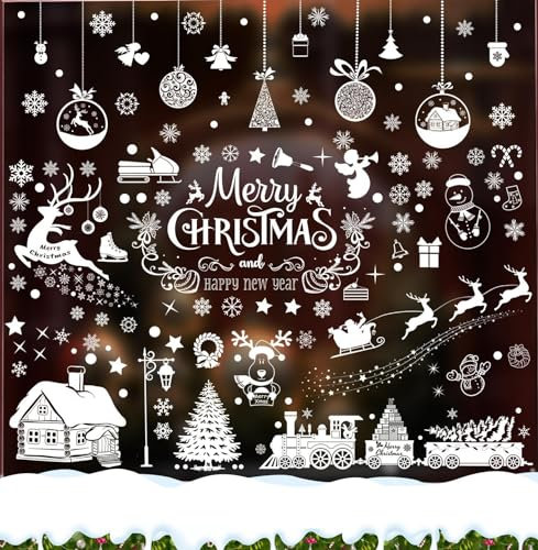 236PCS Fensterbilder Weihnachten Fensterdeko Weihnachten Schneeflocken Weiß Fenstersticker Weihnachten Deko Winterdeko Geschenke