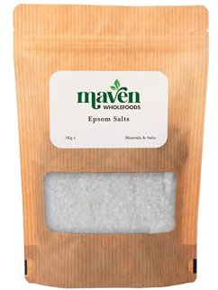 Maven Wholefoods Epsom Salts 1kg | 100% Pure Magnesium Sulphate Crystals | Relaxing Bath & Foot Soak for Muscle Recovery | Natural Plant Fertiliser | Additive-Free | UK Brand