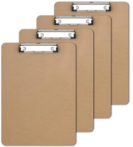 ZCZN Klemmbrett A4, 4 Stück stapelbare Schreibbrett mit Metallklammer, Zwischenablage für Studenten, Büro