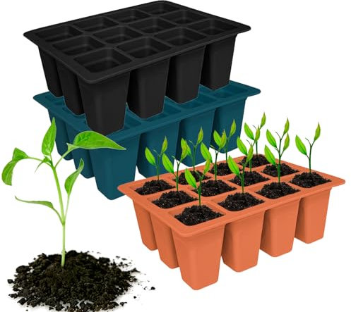 Holzsammlung Piantine Vassoio di Germinazione, 3 Pezzi Vassoio Mini Serra, 36 Buco Silicone Semina Pianta Starter Vassoio, Kit Propagazione Piantine per Piantine Semina Germinazione