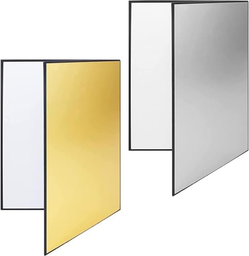 Cartoncino riflettente per fotografia, Riflettore di luce 3 in 1 per fotografia, per natura morta, gioielli, cibo, fotografia di prodotti (oro/argento, bianco, nero), A4 x 2, 21 x 29 cm