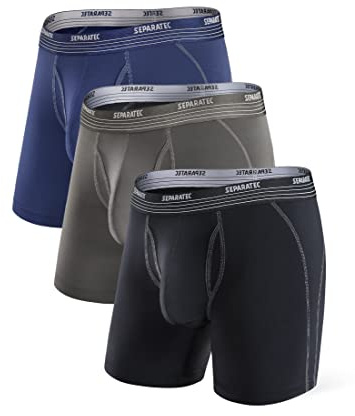 Separatec Boxers de sport pour homme à haute élasticité et séchage rapide à double poche avec braguette ouverte, sous-vêtements athlétiques fonctionnels pour homme, lot multipack, XXL