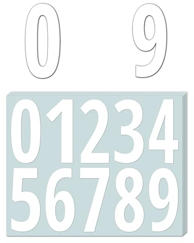 200 Stycken, 100mm - Nummer Klistermärken, Vattentät Vinyl Stick On Numbers Stickers - Vita