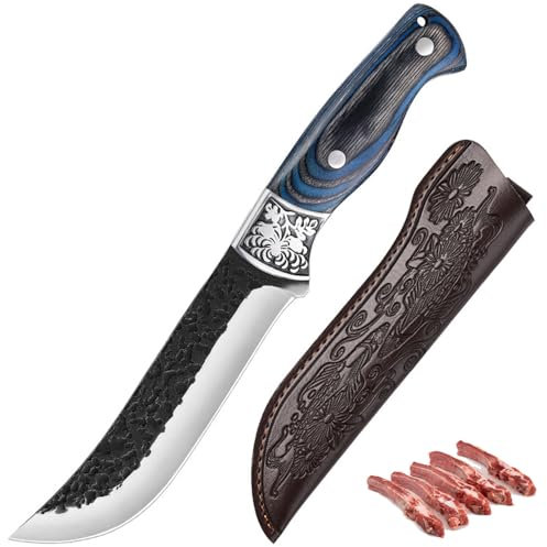 Fubinaty Chef Knife 5.5 Inch Japanese Cooking Knife Handmade Forged Kitchen Knives Full Tang High Carbon Steel Vegetable Knife with Sheath and Wooden Handle