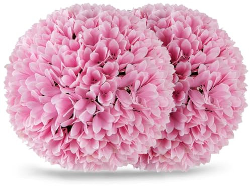 COSTWAY 2er Buchsbaumkugel 28 cm, UV-beständig, Formschnitt Kunstpflanze Dekopflanze, Buchskugel Künstliche Pflanze, dekorative Kugelpflanzen für Haus Garten Balkon Hochzeit (Pink)